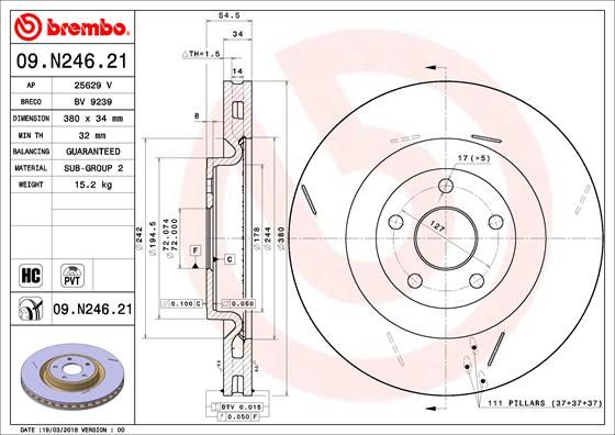 Bremsscheibe BREMBO 09.N246.21