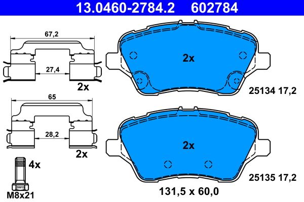 Bremsbelagsatz, Scheibenbremse ATE 13.0460-2784.2