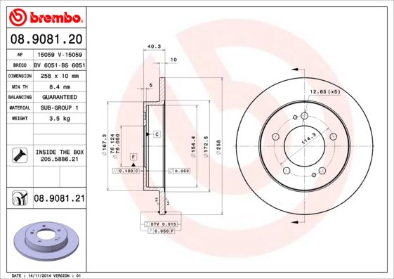Bremsscheibe BREMBO 08.9081.21