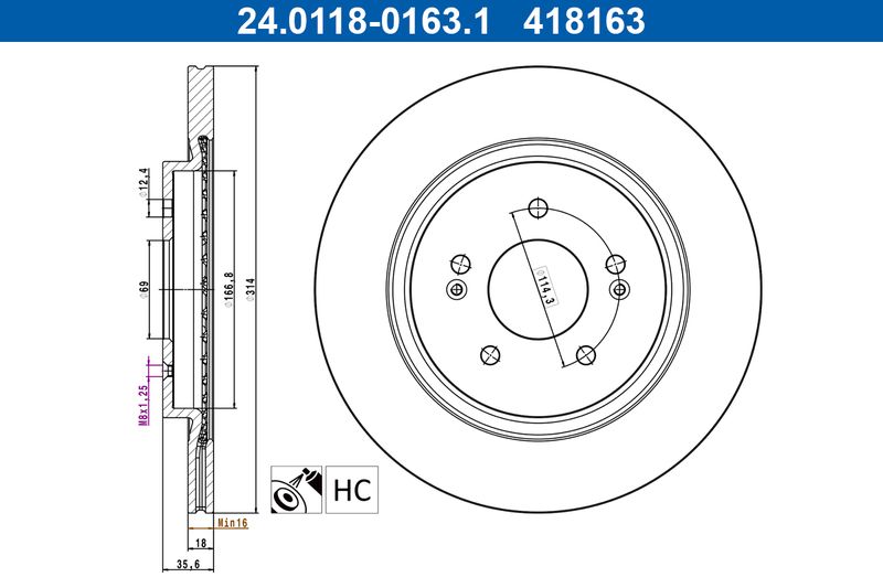 Bremsscheibe Ate 24.0118-0163.1
