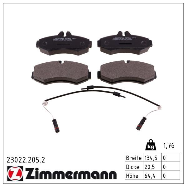 Bremsbelagsatz, Scheibenbremse ZIMMERMANN 23022.205.2