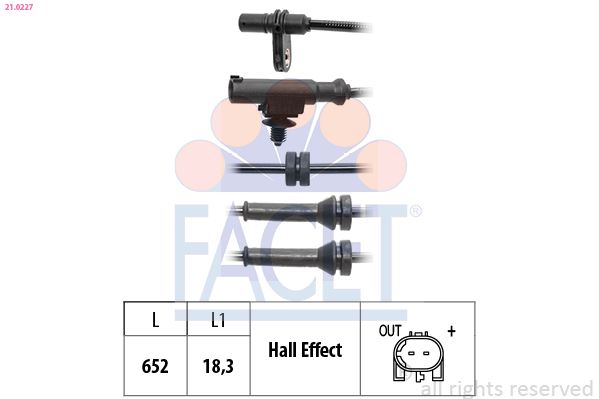 Sensor, Raddrehzahl FACET 21.0227