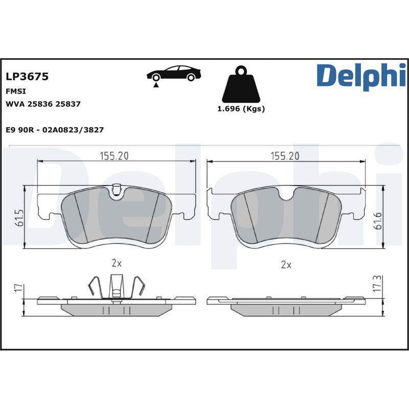 Bremsbelagsatz, Scheibenbremse DELPHI LP3675