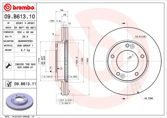 Bremsscheibe BREMBO 09.B613.11