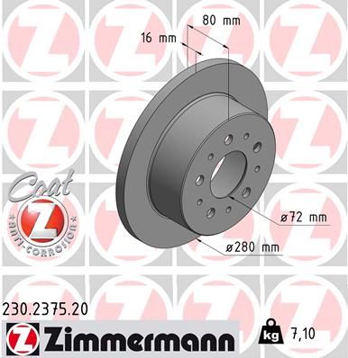 Bremsscheibe ZIMMERMANN 230.2375.20