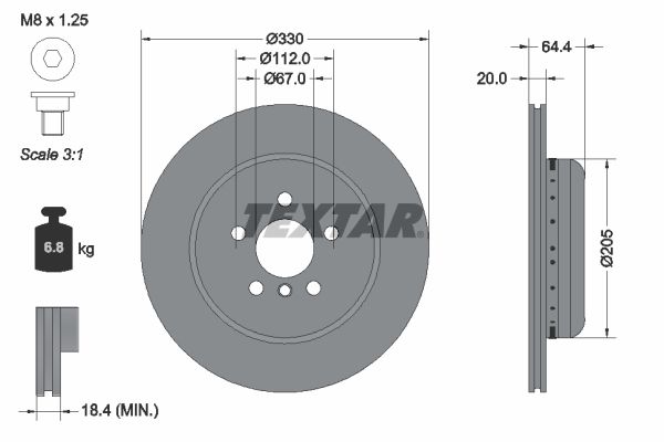 Bremsscheibe TEXTAR 92305025