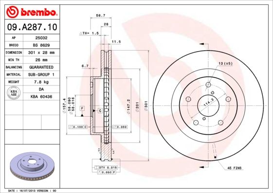 Bremsscheibe BREMBO 09.A287.10