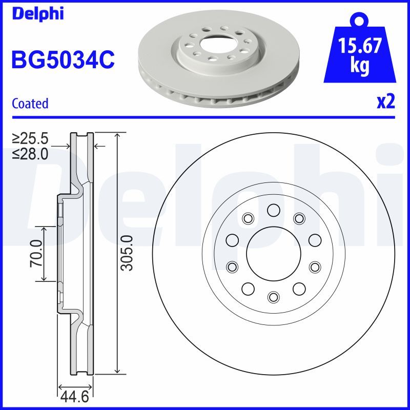 Bremsscheibe DELPHI BG5034C