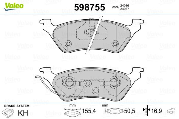 Bremsbelagsatz, Scheibenbremse VALEO 598755