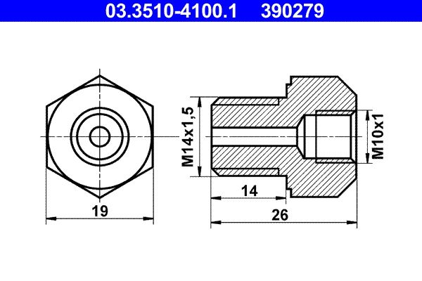Adapter, Bremsleitung ATE 03.3510-4100.1
