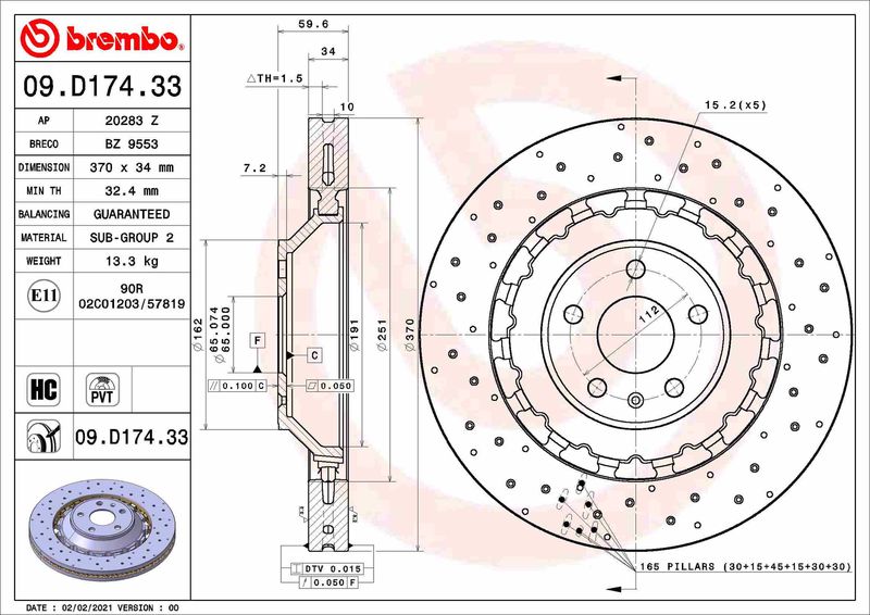 Bremsscheibe BREMBO 09.D174.33