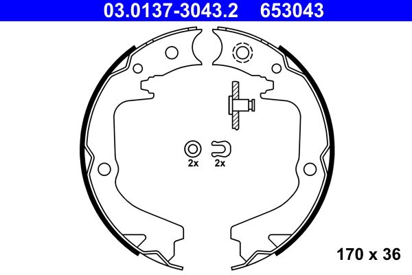 Bremsbackensatz, Feststellbremse ATE 03.0137-3043.2