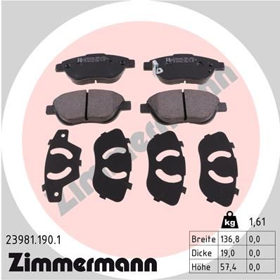 Bremsbelagsatz Bremsbeläge ZIMMERMANN 23981.190.1