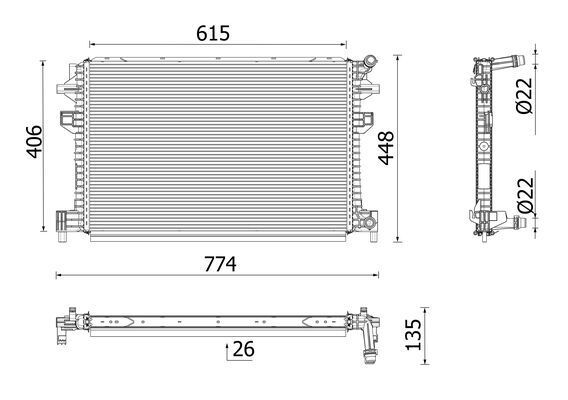 Kühler, Motorkühlung MAHLE CR959001P