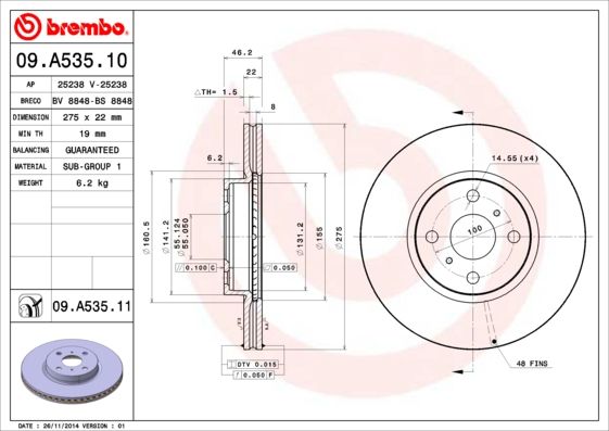 Bremsscheibe BREMBO 09.A535.10