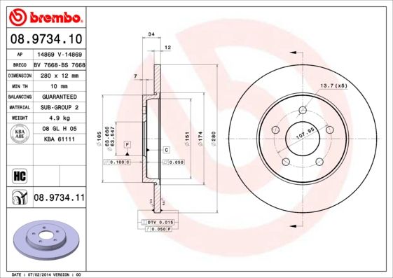 Bremsscheibe BREMBO 08.9734.11