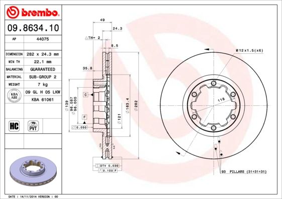 Bremsscheibe BREMBO 09.8634.10