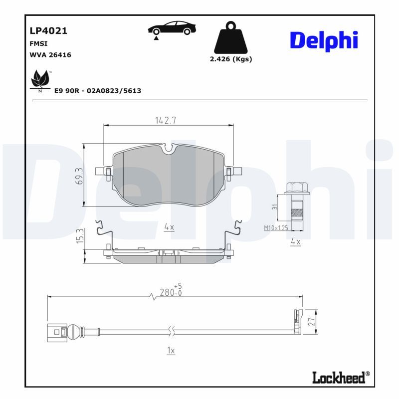 Bremsbelagsatz, Scheibenbremse DELPHI LP4021
