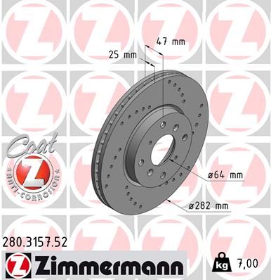 Bremsscheibe ZIMMERMANN 280.3157.52