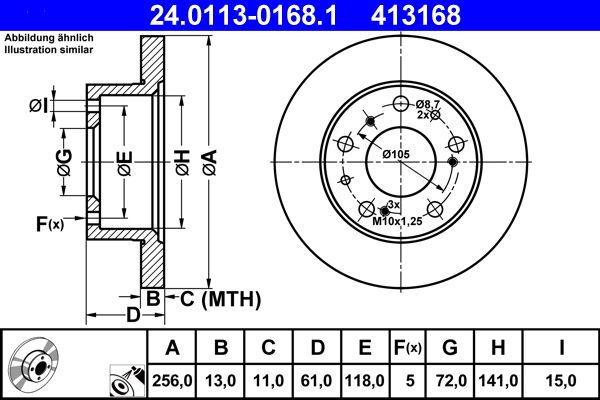 Bremsscheibe ATE 24.0113-0168.1