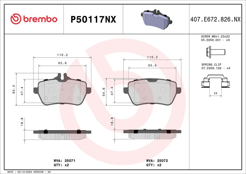 Bremsbelagsatz Bremsbeläge BREMBO P50117NX