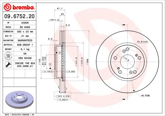 Bremsscheibe BREMBO 09.6752.20