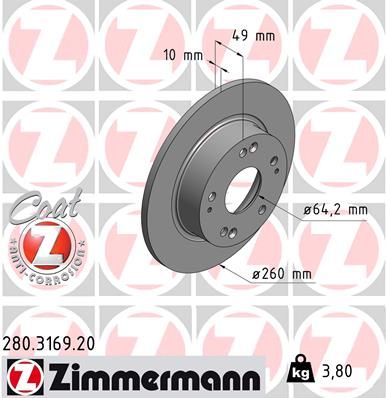 Bremsscheibe ZIMMERMANN 280.3169.20