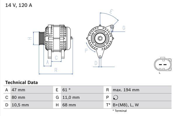 Lichtmaschine Generator BOSCH 0 986 044 890