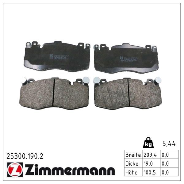 Bremsbelagsatz, Scheibenbremse ZIMMERMANN 25300.190.2