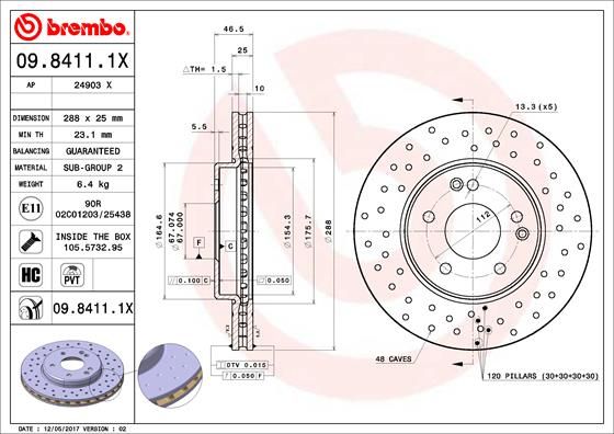 Bremsscheibe BREMBO 09.8411.1X