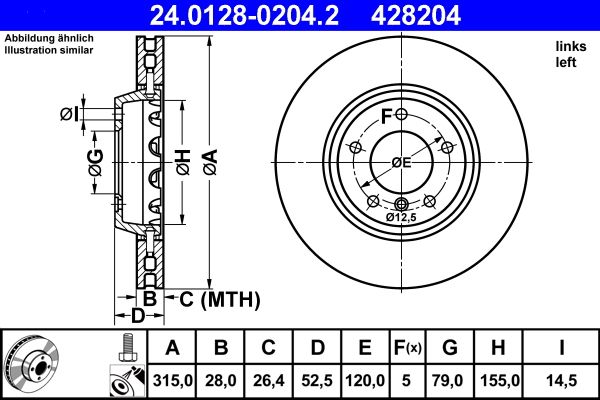 Bremsscheibe ATE 24.0128-0204.2