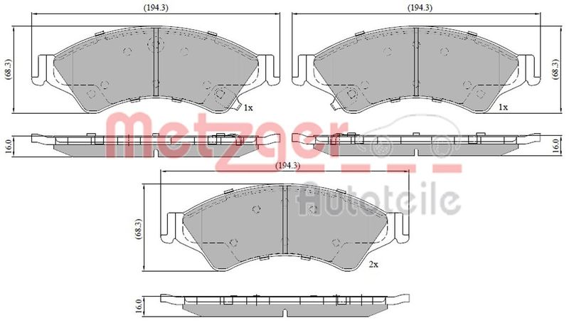Bremsbelagsatz, Scheibenbremse METZGER 1170946