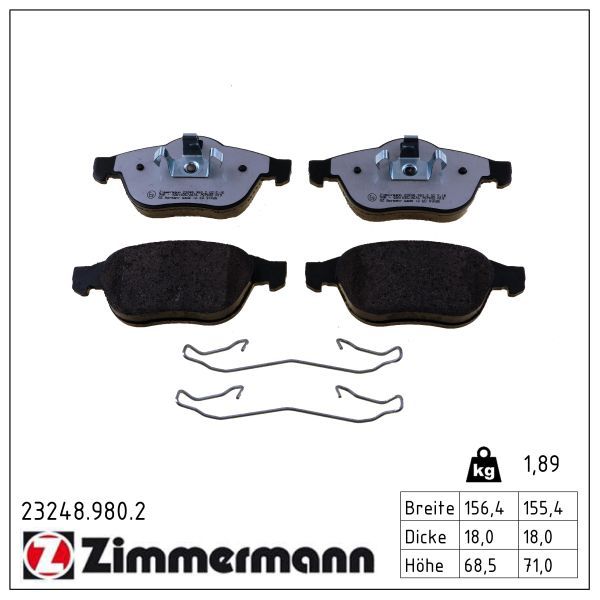 Bremsbelagsatz, Scheibenbremse ZIMMERMANN 23248.980.2