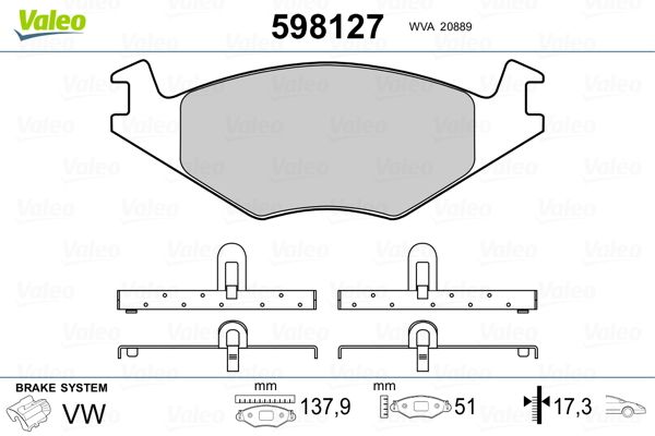 Bremsbelagsatz, Scheibenbremse VALEO 598127