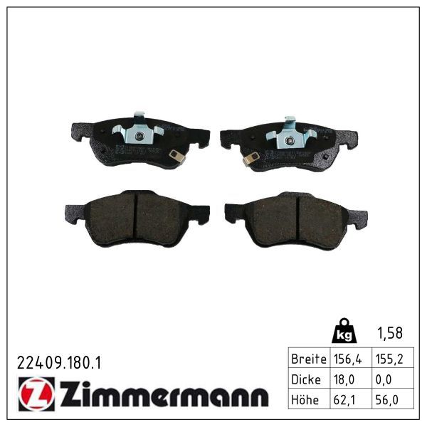 Bremsbelagsatz, Scheibenbremse ZIMMERMANN 22409.180.1