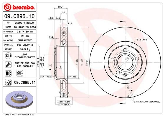 Bremsscheibe BREMBO 09.c895.11