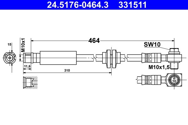 Bremsschlauch ATE 24.5176-0464.3