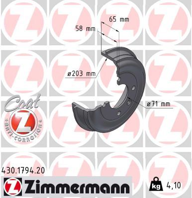Bremstrommel ZIMMERMANN 430.1794.20