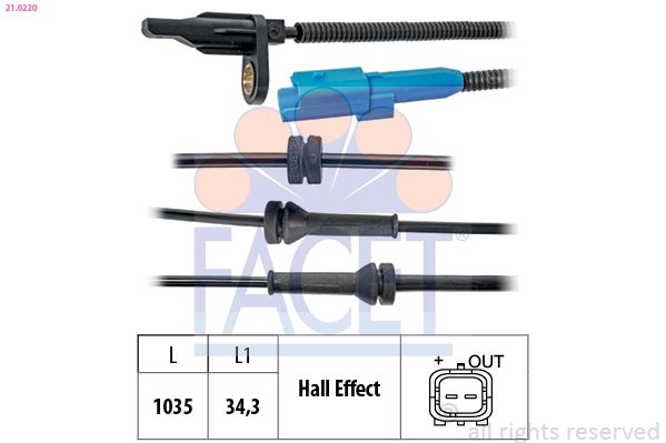 Sensor, Raddrehzahl FACET 21.0220