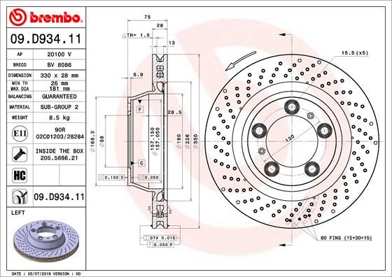 Bremsscheibe BREMBO 09.D934.11