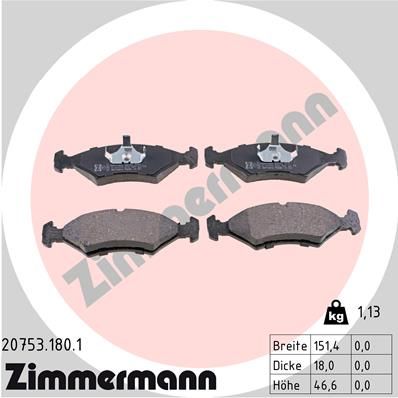 Bremsbelagsatz, Scheibenbremse ZIMMERMANN 20753.180.1