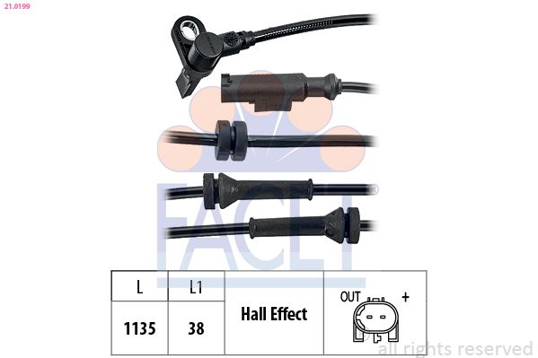 Sensor, Raddrehzahl FACET 21.0199
