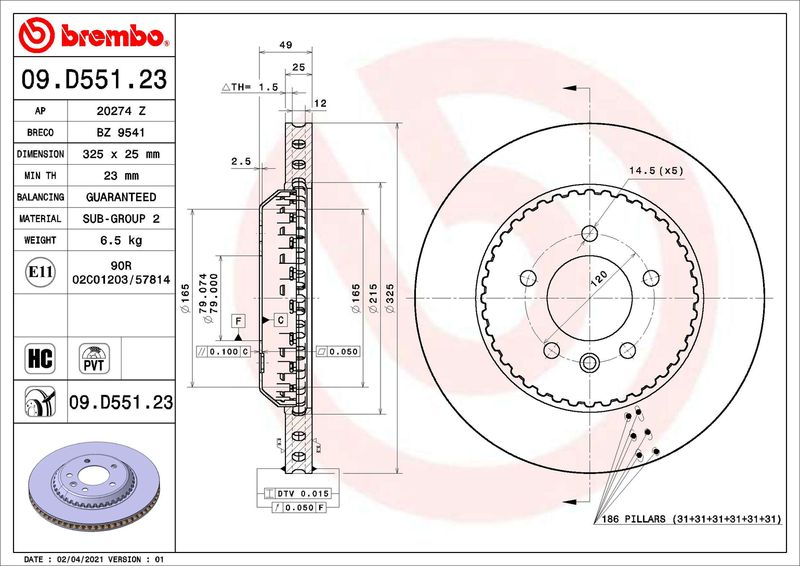 Bremsscheibe BREMBO 09.D551.23