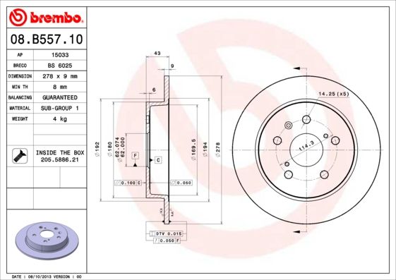 Bremsscheibe BREMBO 08.B557.10