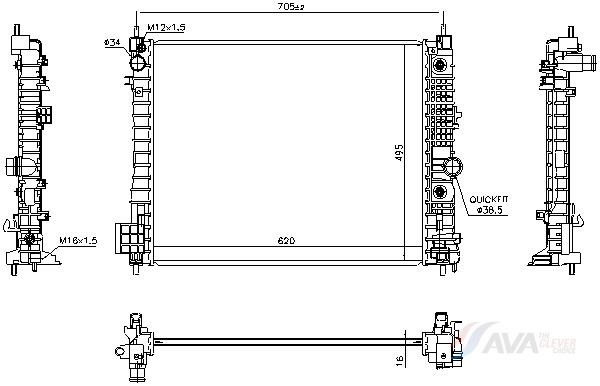 Kühler, Motorkühlung AVA QUALITY COOLING OL2754