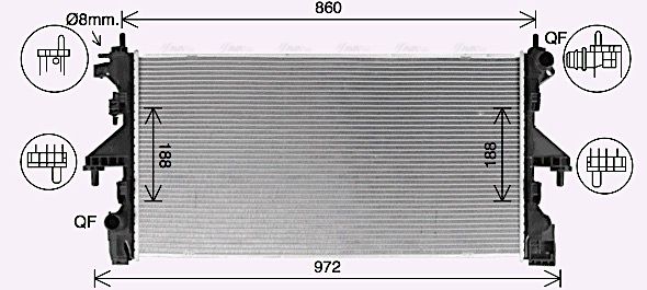 Kühler, Motorkühlung AVA QUALITY COOLING ft2481