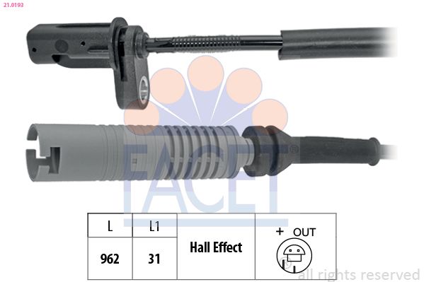 Sensor, Raddrehzahl FACET 21.0193
