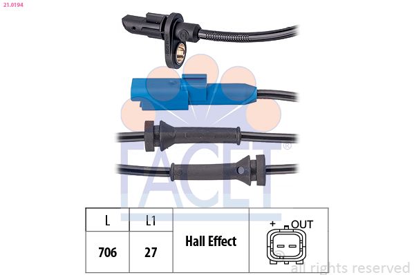 Sensor, Raddrehzahl FACET 21.0194