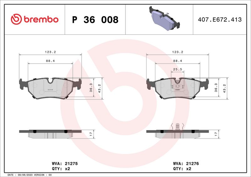 Bremsbelagsatz Bremsbeläge BREMBO P 36 008