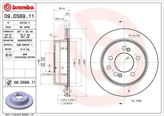 Bremsscheibe BREMBO 09.D569.11